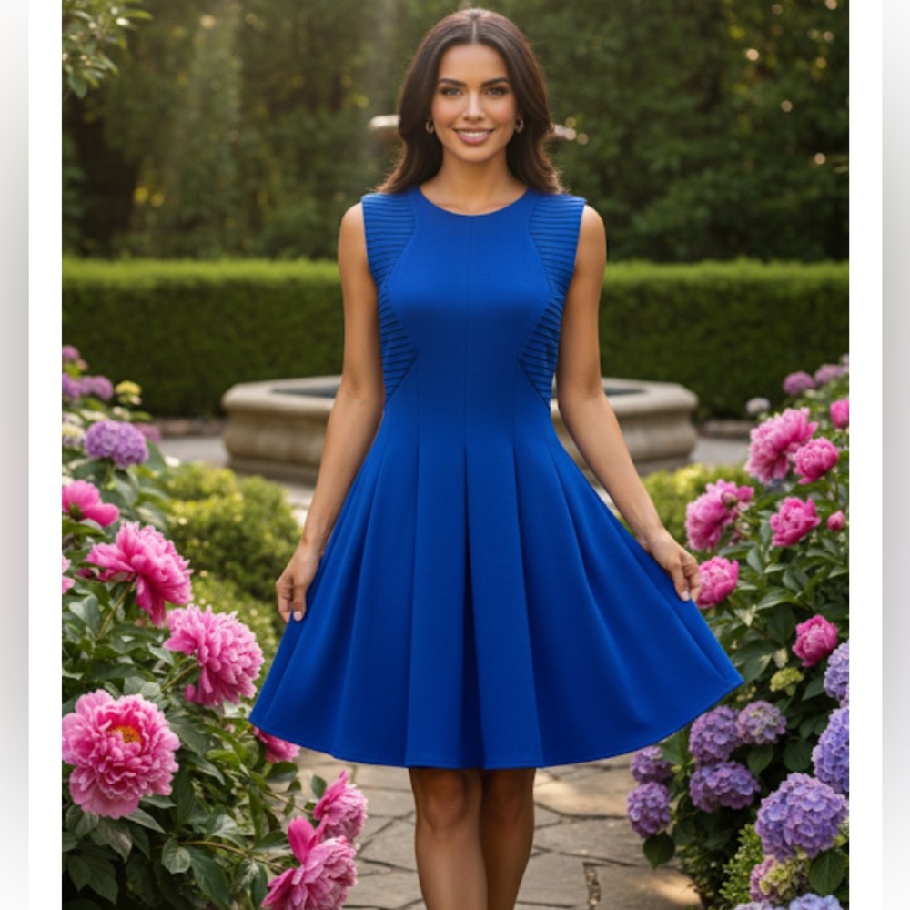BCBG Max Azria cobalt Blue Fit & Flare Dress